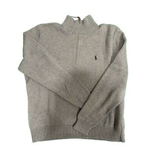 POLO RALPH LAUREN Quarter Zip Men's Large X-Large Grey Jumper Sweater Knit